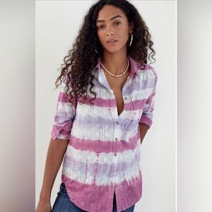 Anthropologie Pilcro Janesse Tie Dye Long Sleeve Button Front Top Sz XS boho